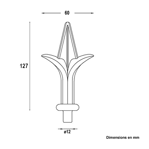 Pointe de lance aluminium 12mm FA1658 Pointe de lance Aluminium FA1658