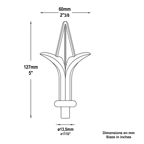 Pointe de lance aluminium 13,5mm FA1659 Pointe de lance Aluminium FA1659