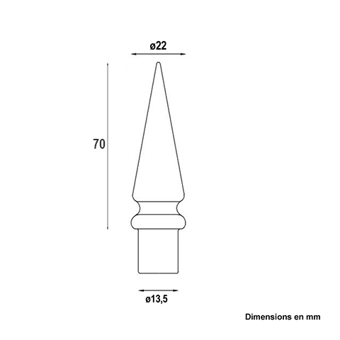 Pointe de lance aluminium 13,5mm FA1663 Pointe de lance Aluminium FA1663