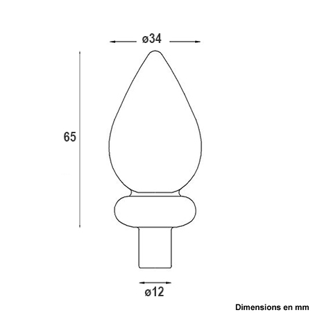 Pointe de lance aluminium 12mm FA1668 Pointe de lance Aluminium FA1668
