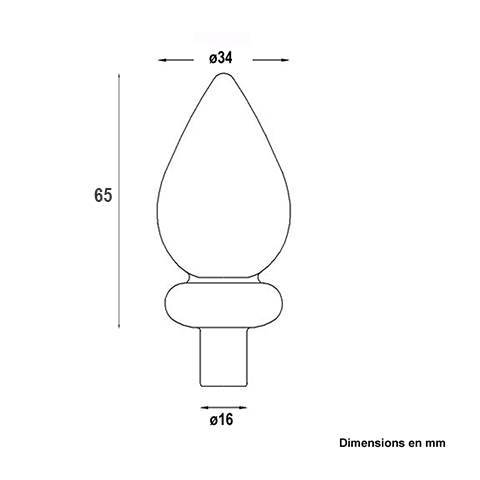Pointe de lance aluminium 16mm FA1669 Pointe de lance Aluminium FA1669
