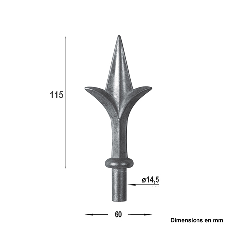 Pointe de lance aluminium 14,5mm FA1673 Pointe de lance Aluminium FA1673