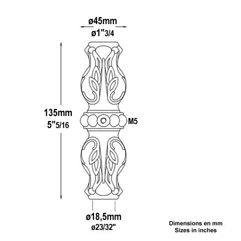 Garniture haute aluminium 18mm FB1628 Garniture et manchon En aluminium FB1628