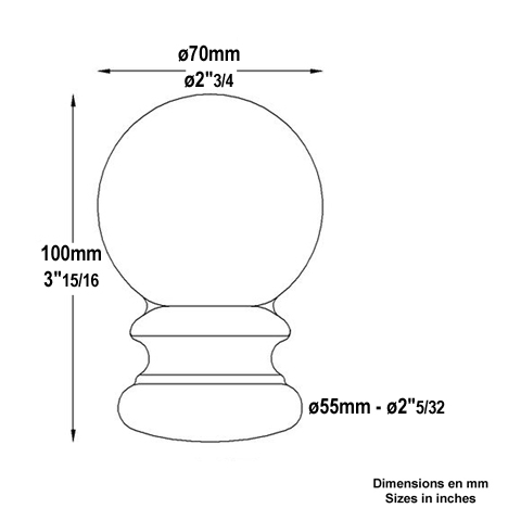 Boule escalier forge H100mm FC1765 Boule et pommeau Pommeau acier FC1765