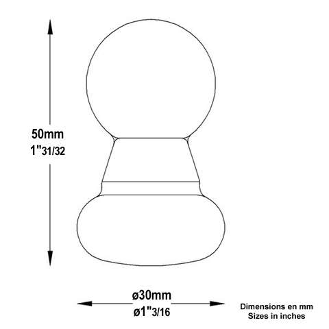 Ornement forg H50x30mm FC1776 Boule et pommeau Pommeau acier FC1776