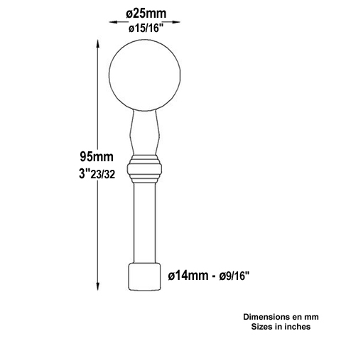 Dcoration acier forg H95mm FC1779 Boule et pommeau Pommeau acier FC1779