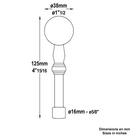Dcoration acier forg H125mm FC1780 Boule et pommeau Pommeau acier FC1780