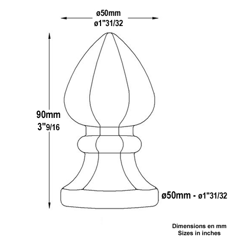 Pommeau acier forg H90mm FC1781 Boule et pommeau Pommeau acier FC1781
