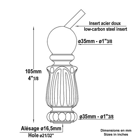 Chapiteau fonte inclin FC1801 Accessoire d'escalier Chapiteau FC1801