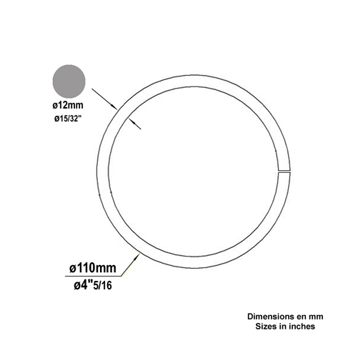 Cercle fer forg 110mm 12mm FE1906 Cercle En acier ferm FE1906