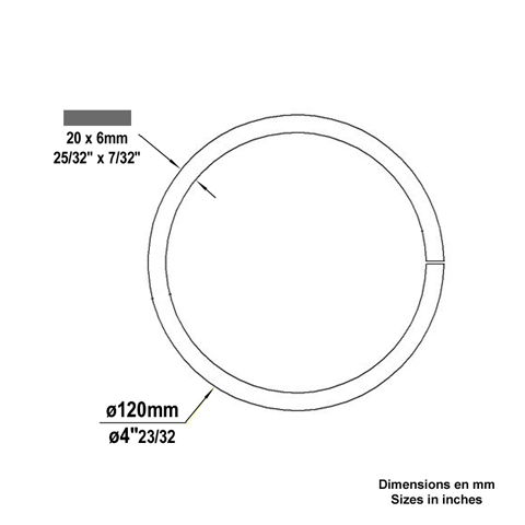 Cercle fer forg 120mm 20x6mm FE1918 Cercle En acier ferm FE1918