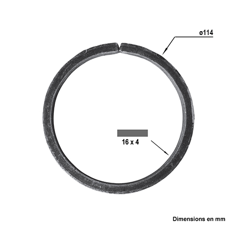 Cercle fer forg 114mm 16x4mm FE1922 Cercle En acier ferm FE1922