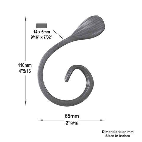 Volute demi C H110mm 14x6mm FE19241 Volute Volute demi C FE19241