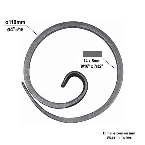 Escargot cercle 110mm 14x6mm FE1932 Cercle En acier escargot FE1932