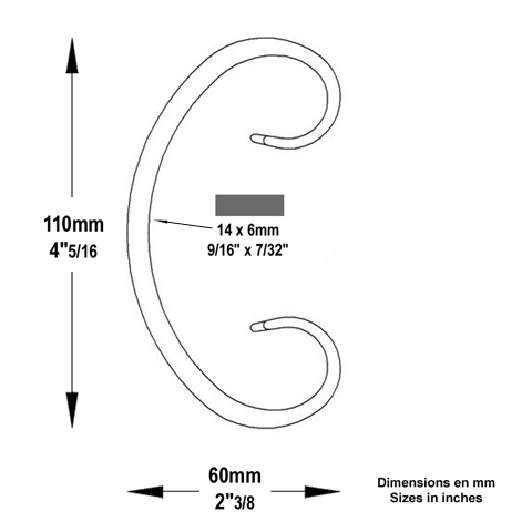 Volute forge en C H110 14x6 FF2090 Volute Volute extr patte d'oie FF2090