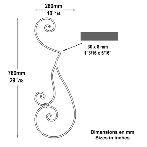 Volute assemble H760mm 30x8mm FF2151 Volute Volute assemble FF2151