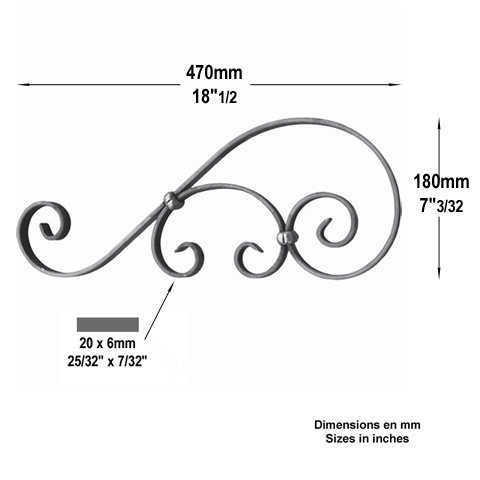 Volute assemble H470mm 20x6mm FF2154 Volute Volute assemble FF2154