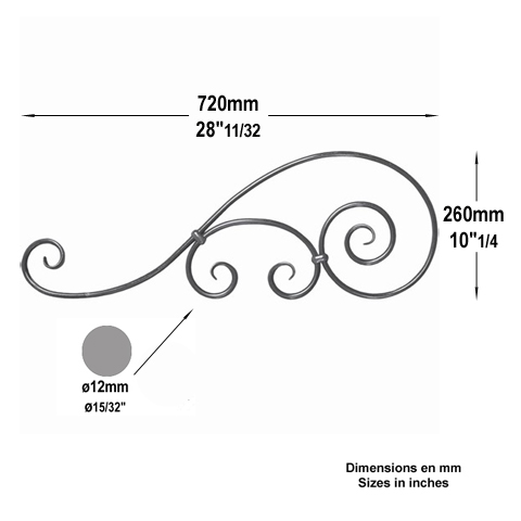 Volute assemble H720mm 12mm FF2159 Volute Volute assemble FF2159