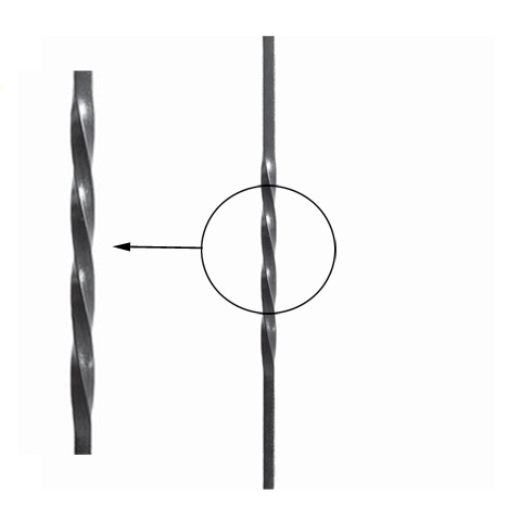 Balustre torsad H470mm 12x12mm FG2533 Balustre Acier torsad FG2533