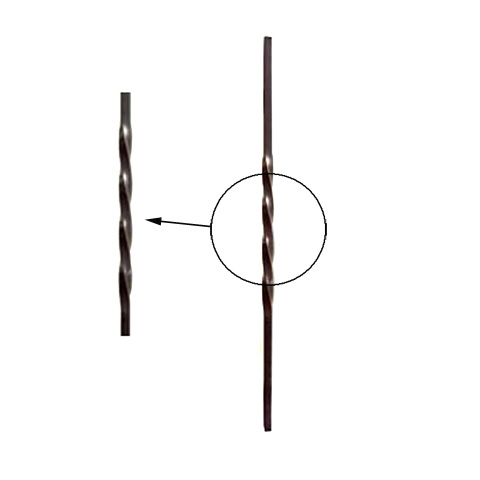 Balustre torsad H600mm 12x12mm FG2534 Balustre Acier torsad FG2534