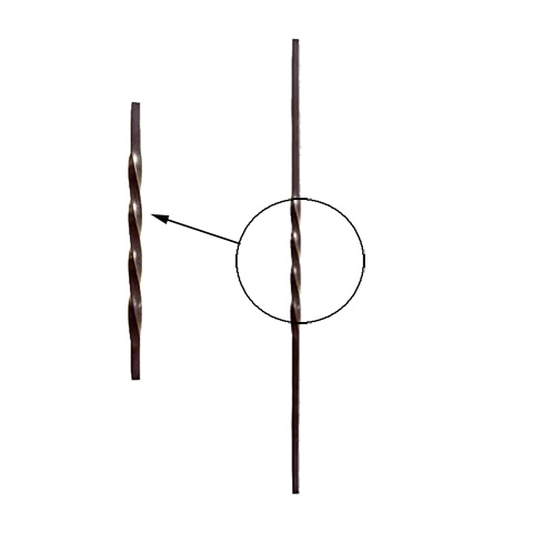 Balustre torsad H800mm 12x12mm FG2536 Balustre Acier torsad FG2536