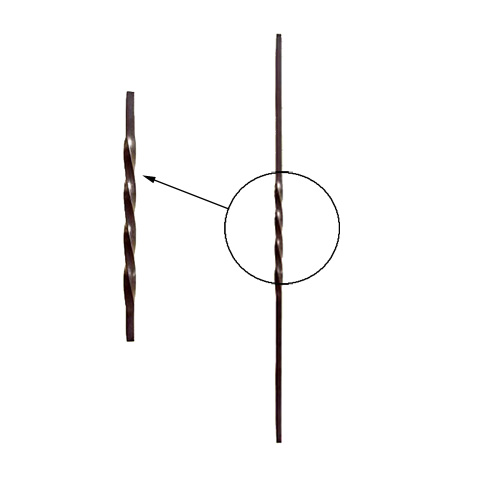Balustre torsad H880mm 12x12mm FG2537 Balustre Acier torsad FG2537