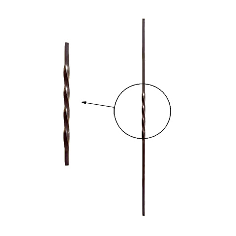Balustre torsad H1000mm 12x12mm FG2539 Balustre Acier torsad FG2539