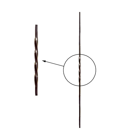 Balustre torsad H1100mm 12x12mm FG2540 Balustre Acier torsad FG2540