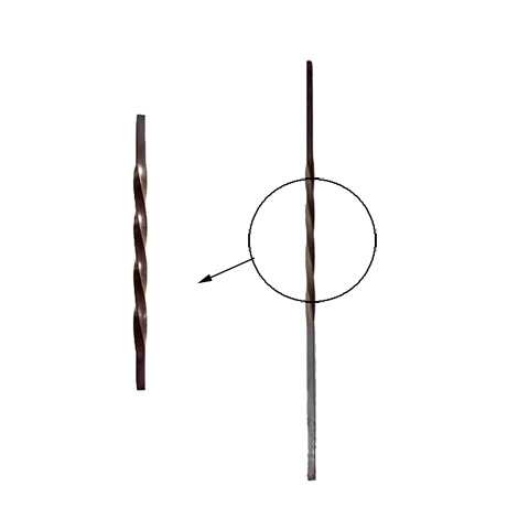 Balustre torsad H1000mm 16x16mm FG2542 Balustre Acier torsad FG2542