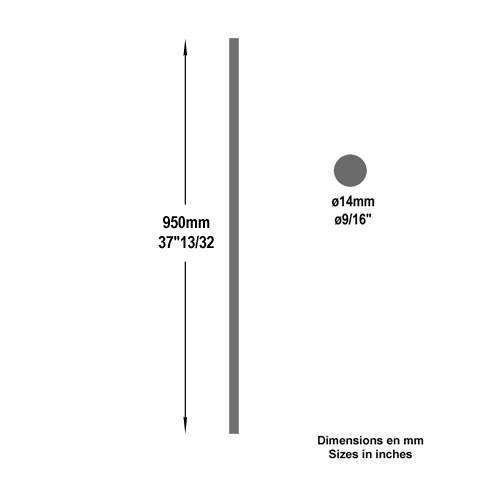 Balustre rond lisse H950mm 14mm FG2583 Balustre Acier droit FG2583