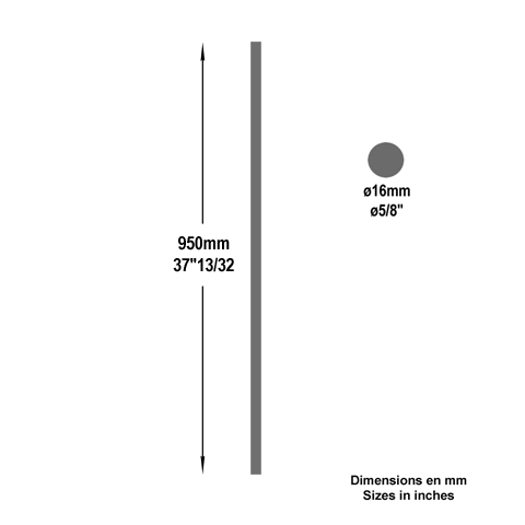 Balustre coud H1200mm 16mm FG2586 Balustre Acier coud FG2586