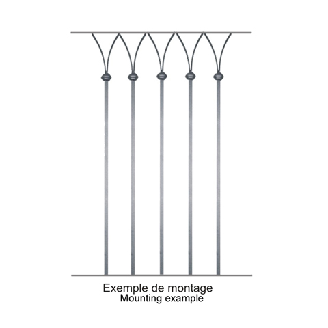 Balustre gothique H1200mm 14x14mm FG26694 Balustre Acier gothique FG26694