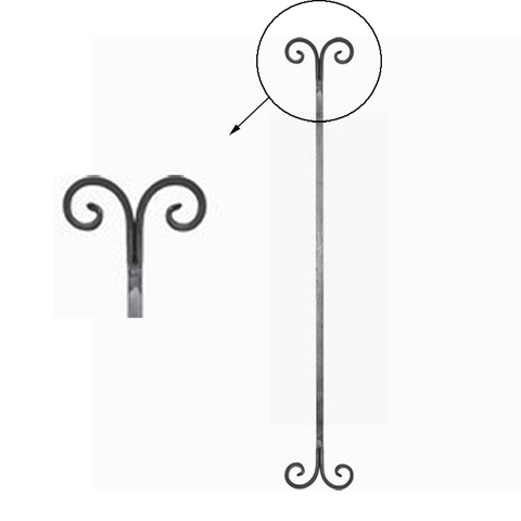 Balustre droit forg H900mm 14x14mm FG2670 Balustre Acier forg FG2670