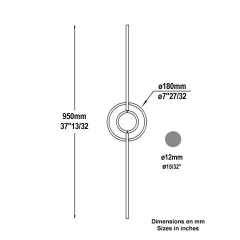 Balustre art dco H950mm 12mm FG2679 Balustre Acier artdco FG2679