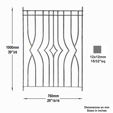 Panneau art dco H1000x760 12x12mm FG2807 Panneau dcoratif Panneau Art Dco FG2807