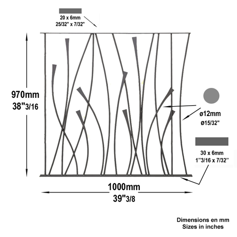 Panneau design courbe H970x1000 12mm FG2812 Panneau dcoratif Panneau Design Courbe FG2812