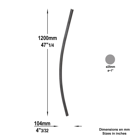 Poteau pour panneau design courbe H1200x104mm 25mm FG2857 Panneau dcoratif Panneau Design Courbe FG2857