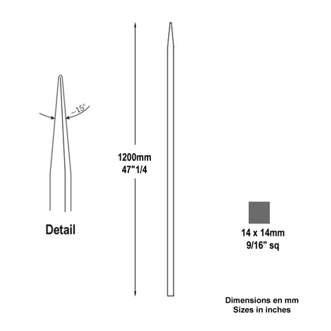 Barreau appoint 14x14mm 1200mm FH2467 Barreau appoint Barreau 14x14mm FH2467