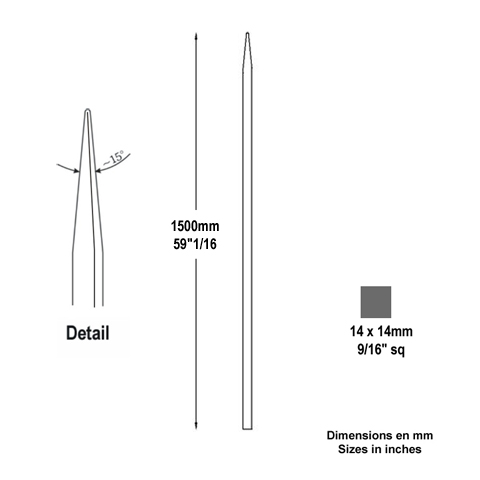 Barreau appoint 14x14mm 1500mm FH2469 Barreau appoint Barreau 14x14mm FH2469