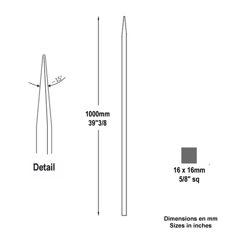 Barreau appoint 16x16mm 1000mm FH2472 Barreau appoint Barreau 16x16mm FH2472