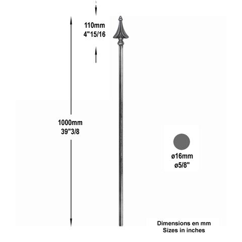 Barreau lanc 16mm 1000mm FH24894 Barreau lanc Barreau 16mm FH24894