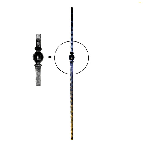 Poteau forg 25x25mm hauteur 1200mm FH2805 Poteau Poteau acier forg FH2805