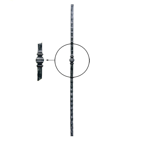 Poteau forg 25x25mm hauteur 1200mm FH2810 Poteau Poteau acier forg FH2810