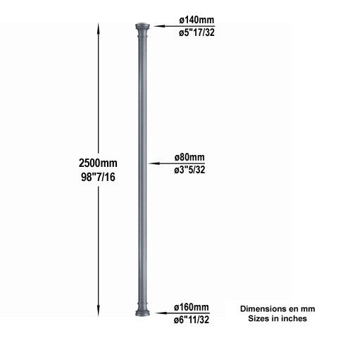 Poteau colonne H2500mm FH2901 Poteau colonne Poteau fonte H2,5m  3m FH2901