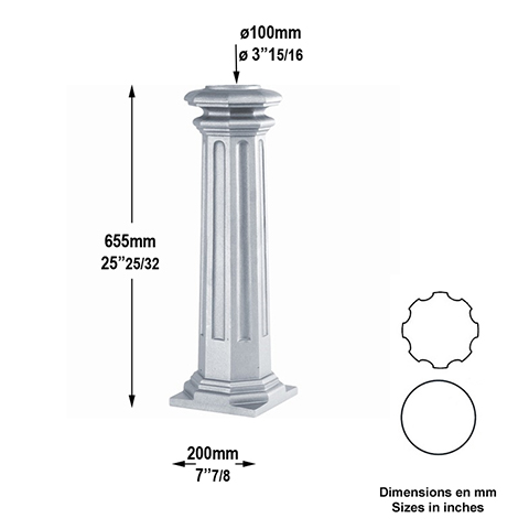Base de poteau 100mm H656mm FH29501 Poteau colonne Elments de poteaux pices dtaches FH29501