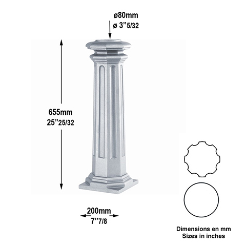 Base de poteau 80mm Hauteur 656mm FH2950 Poteau colonne Elments de poteaux pices dtaches FH2950