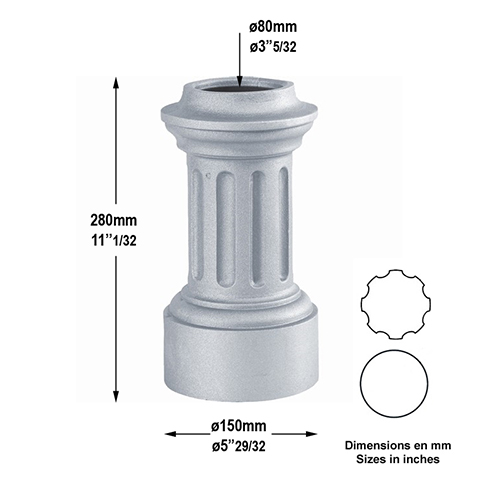 Base de poteau 80mm H280mm FH2953 Poteau colonne Elments de poteaux pices dtaches FH2953