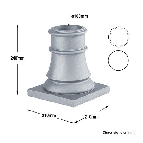 Base ou chapiteau 100mm H240mm FH29541 Poteau colonne Elments de poteaux pices dtaches FH29541
