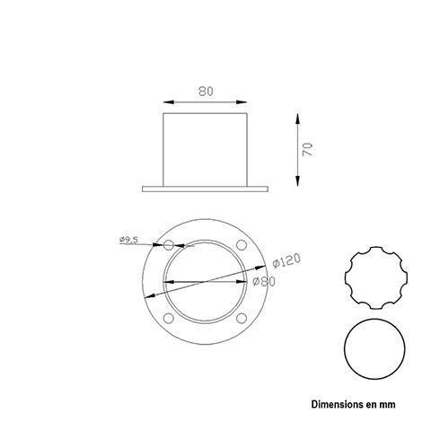 Fixation basse pour tube 100mm FH2994 Poteau colonne Elments de poteaux pices dtaches FH2994