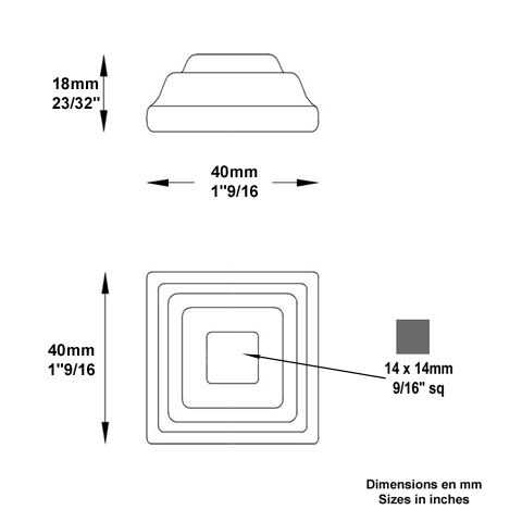 Cache scellement 40x40mm 14x14mm FJ2877 Cache scellement Cache scellement FJ2877